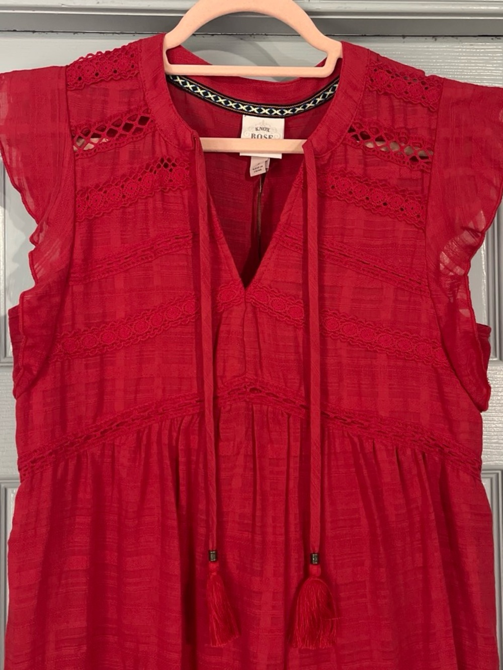 Knox Rose Red Tiered Midi Dress - Picture 2 of 3